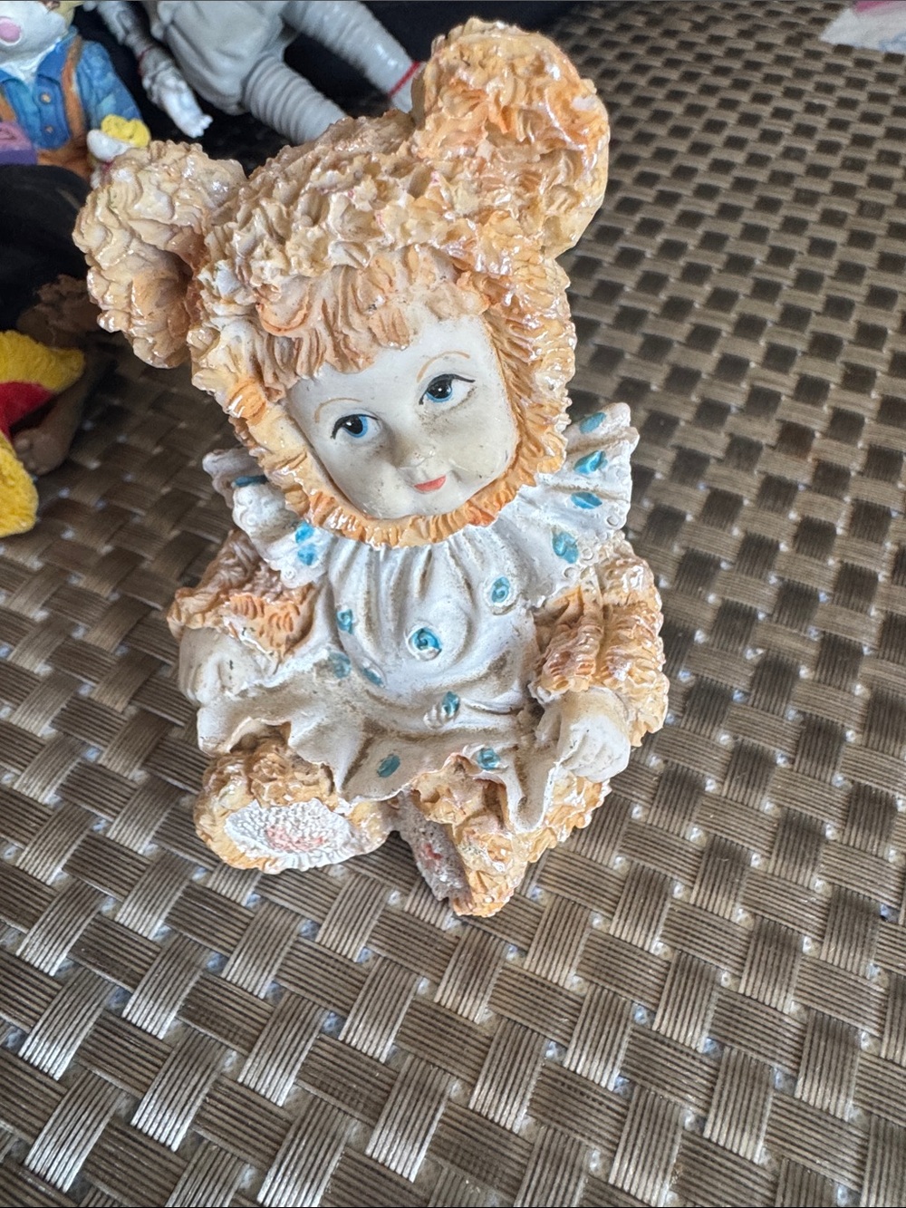 Porcelain Clown Figurine in Cream and Peach